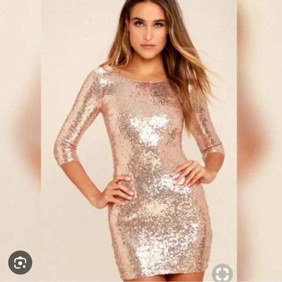 NEW Lulus Bodycon Minu Sequin Gold Silver Dress - Picture 3 of 11